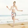 Kolnicze geometryczne kwadraty damskie damskie kąt kąpielowy Pareo Cover Ups Kobiety Streszczenie prostokąty szare plażę krótkie spódnice bikini