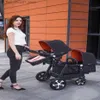 Strollers# Twins Baby Stroller Born Black Light Carriage Multifunction Aluminum Alloy Double Prams1308r Q231215