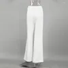 Calças femininas Alieneon Widel Perna Casual Cintura Alta Mulheres Coreanas Calças de Rua Sólida Branco Vintage Moda Pantalon Mujer Escritório