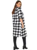 Blusas femininas camisas plus size elegante primavera outono maxi camisa feminina manga longa rolando preto branco camisa xadrez vestido solto camisa xadrez 6xl 7xl yq231214