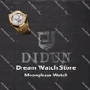 DIDUN Herenhorloges Top Automatische Gear S3 Gouden Horloge Waterdicht Maanfase Horloge Roestvrij Stalen Armband255G