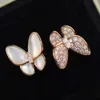 Ring Van-Clef & Arpes Designer Women Top Quality Band V Golden Fan Temperament Small Crowd Thickened Plated 18K Butterfly Ring Light White Fritillaria Ring
