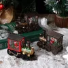 装飾的なオブジェクト図形サンタクロース雪だるま列車音楽箱クリスマスイブミュージックボックスリビングルーム装飾クリスタルボール231214