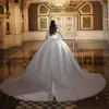 Stunningbride 2024 Abito da ballo con applicazioni scintillanti in pizzo O-Collo Abito da sposa super scintillante Abito da sposa principessa con maniche lunghe con perline di lusso Personalizzato