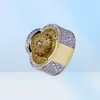 18K Cluster Gold Planted Cut Cz Crystal Hip Hop Iced Out Rings for Men Women Bling Bling Ring9685223