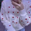 Women's Sweaters Autumn and Winter 2023 Round Neck Romantic Love Pullover Hook Flower Hollow Long Sleeve Sweet Loose Knit Sweater Tops 231214