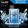 Barre de cristal HAPP originale 6000 bouffées de cigarettes électroniques Mesh Coil Vapes jetables Pen 10 saveurs 2 mg Pods pré-remplis 12 ml E-Liquide vapers desechables