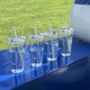 زجاجات المياه بسيطة تصميم كوب القش مشروبات اللون مع أدوات شرب الغطاء الأدوات المنزلية sippy