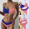 Kvinnors badkläder Bikini 2023 Sexig baddräkt Kvinnor Flaggtryck Push-Up Padded Bh Set Two Pieces Swimming Bathing Suity Independence Day