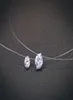 Modedesign Invisible Fishing Stone Pendant Halsband 925 Sterling Silver CZ Zircon Transparent Line Fishing Choker Pendant4669887