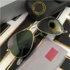 1pcs designer brand classic pilot sunglasses fashion women sun glasses UV400 gold frame green mirror 58mm lens with box212k