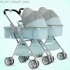 Barnvagnar# barnvagnar# tvilling baby barnvagnar 3 i 1 avtagbart högt landskap lättvikt vikning absorber dubbelt två sovkorgvagn q231215