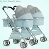 Kinderwagen# Kinderwagen# Zwillingskinderwagen 3 in 1 Abnehmbarer Hochlandschaftsleichter Klappabsorber Doppelter Zwei-Schlafkorb-Wagen Q231215