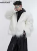 Men's Fur Faux Fur Mauroicardi Winter Short White Thick Warm Shaggy Hairy Soft Faux Mongolian Fur Coat Men High Quality Luxury Fluffy Jacket 2023 Q231212