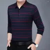 Polos Polos Spring Striped T-shirty długie rękaw jesienne swobodne sporty pullovers Formal Dress T-shirt męskie ubrania