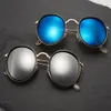 Vintage yuvarlak güneş gözlüğü 51 kadın erkek siyah altın çerçeve güneş gözlükleri yüksek kaliteli ayna gafas de sol bayanlar için