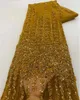 직물 및 재봉 아프리카 레이스 2023 고품질 프랑스 3D 꽃 스팽글 자수 구슬 파티 드레스 얇은 명주 그물 231213