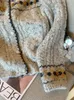 Kvinnor tröjor franska elegant stickad hjärtblommig tryck kvinnor harajuku överdimensionerad tröja bohemian oneck långärmad koreansk streetwear y2k 231214