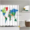 Shower Curtains Vintage Style Towel Map Bookshelf Flag Crown Bathroom Frabic Waterproof Polyester Bath Curtain With Hooks 220922 Dro Dhjgo