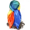 スカーフ90x90cmレディースイスラム教徒のサテン勾配ヒジャーブスカーフロングラップファッションヘッドラップショールズ女性シルクヒジャーブバンダナヘッドスカーフ