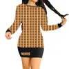 Classic Letter Women Knitted Dresses Long Sleeve Short Dress Lady Sexy Wrap Hips Skirts For Autumn Winter