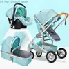 Strollers# High Landscape Baby Stroller 3 in 1 Mom Pink Stroller Travel Pram Carriage Basket Baby Car seat and Trolley316M Q231215