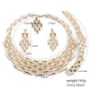 Italian Gold Color Jewelry Set Elegant Crystal Necklace Earrings Ring Bracelet For Women Bride Wedding Party Accessories