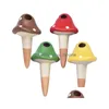 Sprayers 4Pcs Self-Watering Mushroom Spikes Portable Matic Terracotta Globe Small Potted Plant Waterer Cute Garden Device 231122 Dro Dhk5H