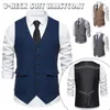 Gilet da uomo Gilet da uomo Gilet monopetto Giacca senza maniche in misto lana Blazer Slim Fit Gilet da lavoro formale da matrimonio casual