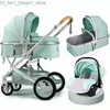 Carrinhos # Carrinho de bebê 3 em 1 Hot Mom Stroller Luxury Travel Pram Carriage Basket Bebês Assento de carro e carrinho Carrito Bebe 20211222 H1 Q231215