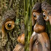 Andere vogelbenodigdheden Uniques Tree Face Decoratieve Feeder Wild 2 Big Eye Grillige Hugger Sculptuur Outdoor Garden Decor Vogels Huis