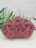 Evening Bags Lady Hot pink/Green/Silver Rhinestone Bags Luxury Fashion Female Diamond Crystal Clutch Elegant Gold Metal Wedding Dinner Purses T231214