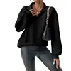 Women's Hoodies Stylish Sweatshirt Fall Winter Zipper With Turn-down Collar Solid Color Thick Warm Pullover Casual For Cold