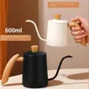 Coffee Pots 304 Stainless Steel Pour Over Kettle Slim Mouth Long Hanging Wooden Handle Pot Coffeeware Drip Gooseneck Graduated y231214