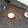 Tapis de Table résistant aux rayures, ensemble élégant en Faux cuir, décor isolé thermiquement, facile à nettoyer pour les assiettes à manger