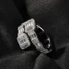 Pierłdy ślubne moda mrożona kobiety biżuteria biżuteria biżuteria mikro utwardzona bagietka cZ złota platowane diamentowe pierścienie geometryczne 231214