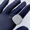 Обручальные кольца Iced Out Ring для мужчин Настоящее золото Позолоченные зубцы Медь CZ Камни Хип-хоп Модные украшения 2023 Тенденция 231212