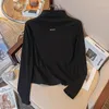 Damen-T-Shirts, Fleece, verdickt, einfarbig, schmale Passform, Damen-Tops, Herbst-Winter, modisch, All-Match, schlicht, elegant, halber Rollkragenpullover