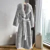 Women's Fur Fashion Elegant Soft Faux Coat Long Warm Overcoat Winter Women V Lapel Greatcoat Belt Pockets Loose Parka 9 Colors