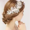 QUEENCO argent Floral mariée casque diadème mariage cheveux accessoires cheveux vigne à la main bandeau bijoux pour Bride224S