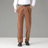 Pantalones de hombre Otoño Invierno Casual mediana edad papá Color sólido pana cintura alta sueltos cálidos y acogedores simples todo fósforo pantalones masculinos