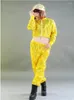 女性のパーカーY2K女性服フード付きシャツ2ピースブライトブラウスパンツセットヒップホップストリートダンスグループパンツジャズスパンコール服