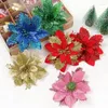 Decorative Flowers 14cm Glitter Artificial Christmas Xmas Tree Ornaments Merry Decorations For Home Year Decor Navidad Gifts