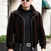 Futro męskie Faux Fur ZDT-8026 PRAWDZIWA płaszcz męski zagęszczony ciepłą skórzaną kurtkę na jesień i zimową skórę biznesową Q231212