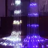 3x3m شلال الأضواء Icicle String Lights 320 LEDS Meteor Shower Rain Fairy String Christams Wedding Holiday Garland AC 110V-240301U