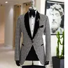 Erkekler Elbiseleri Erkekler İçin Houndstooth Business 2 PCS Düğün Damat Smokin 2024 İnce Fit Moda Blazer Pantolonlu Özel Yapım