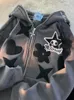 Sweats à capuche pour femmes Y2K Kawaii Vêtements Harajuku Sweat à capuche zippé pour hommes Automne Hiver Gothique Web Sweat Hip Hop Grunge Veste surdimensionnée Manteau