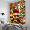タペストリーズクリスマス装飾タペストリーサンタ句の木の暖炉のアートウォールハンギングホームホリデーソファシート231213