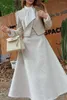 Robes de travail Dabuwawa ensembles pour femmes 2 pièces col écharpe manteau court ALine jupe Style Preppy robe de bal drapée noël DM1DSE010