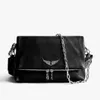 Pochette Rock Swing Your Wings Zadig Voltaire Borsa a mano da donna Borsa a tracolla firmata Borsa da uomo in vera pelle con catena ad ala